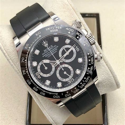 rolex daytona white gold black face